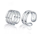 Duohan s925 Sterling Silver Couple Ring, Simple Two   or Three Ring Men and Women   Opening Ring   Two