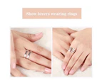 Duohan s925 Sterling Silver Couple Ring, Simple Two   or Three Ring Men and Women   Opening Ring   Two