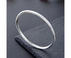 Duohan s990 Sterling Silver Bangle Charms, Frosted Opening Designs Bracelet Adjustable Size