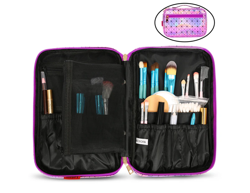 NiceEbag Makeup Brush Bag for Women Leather Brush Organizer Bag