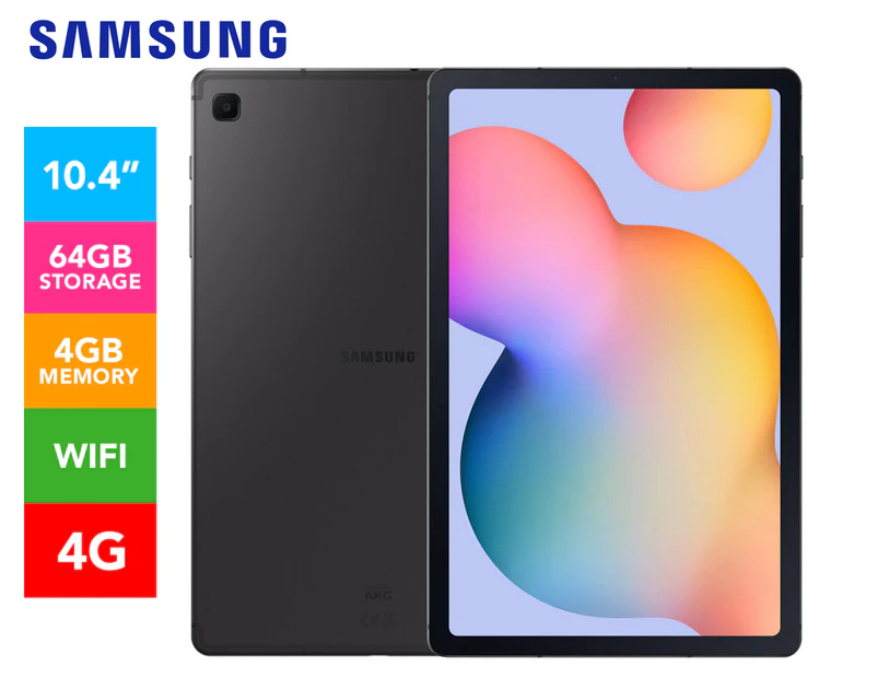 Samsung 10.4" Galaxy Tab S6 Lite 64GB 4G Tablet - Oxford Grey SM-P615NZAAXSA