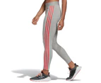 Adidas Women's Essentials 3-Stripes Tights / Leggings - Medium Grey Heather/Core Pink