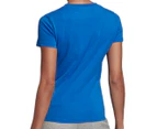 Adidas Women's Essentials Linear Tee / T-Shirt / Tshirt - Blue/White