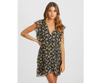 The Fated Women's Amethyst Mini Dress - Navy Gold Floral