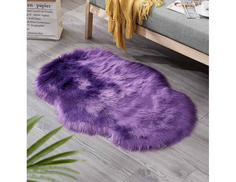 Irregular Artificial Wool Fur Soft Plush Rug Carpet - Purple