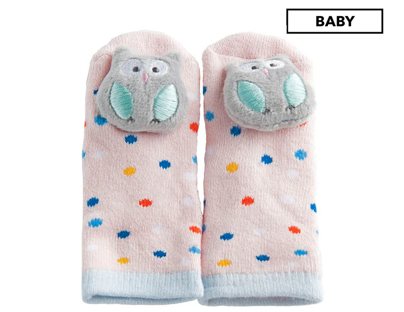 Playette Baby Novelty Rattle Toe Socks - Pink