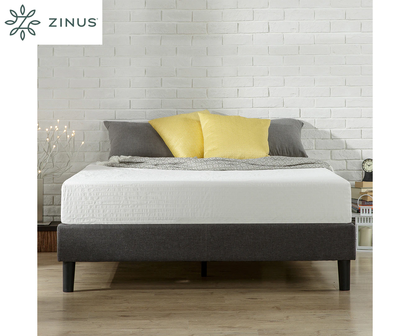 Zinus Curtis Upholstered Bed Frame - Dark Grey