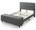Zinus Wanda Platform Upholstered Bed Frame w/ Storage Footboard - Grey