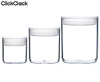 Set of 3 ClickClack Small Round Pantry Containers - White