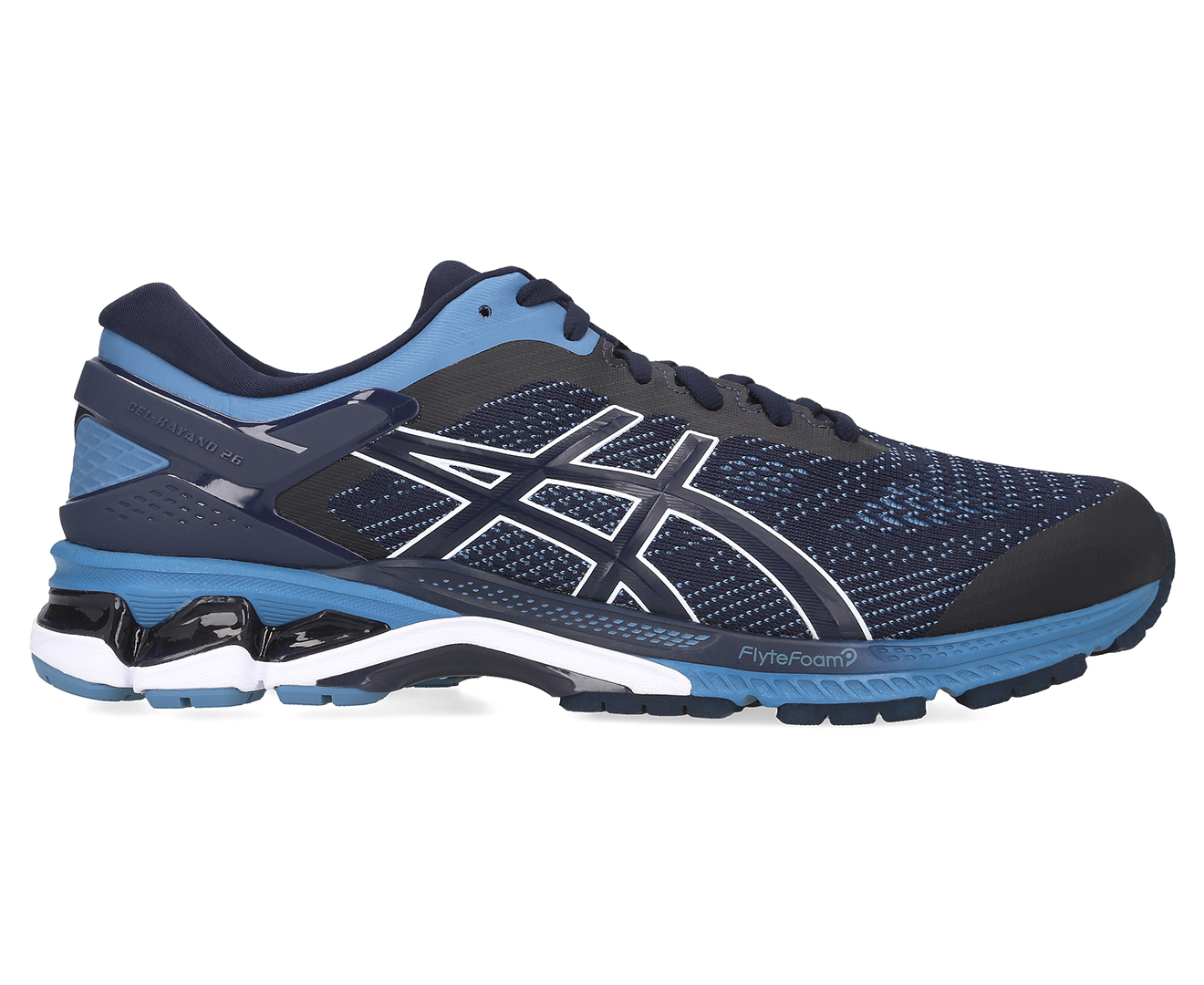 ASICS Men's GEL-Kayano 26 2E Wide Fit Running Shoes - Midnight/Grey ...