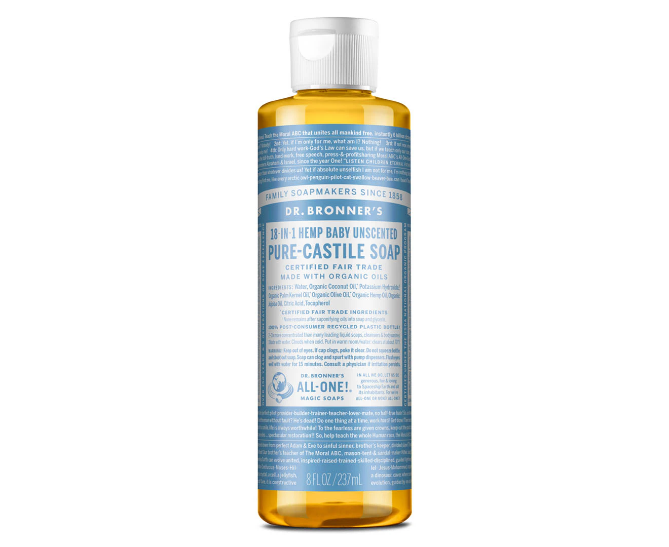 Dr Bronner's Pure-Castile Liquid Soap Baby Unscented 237mL