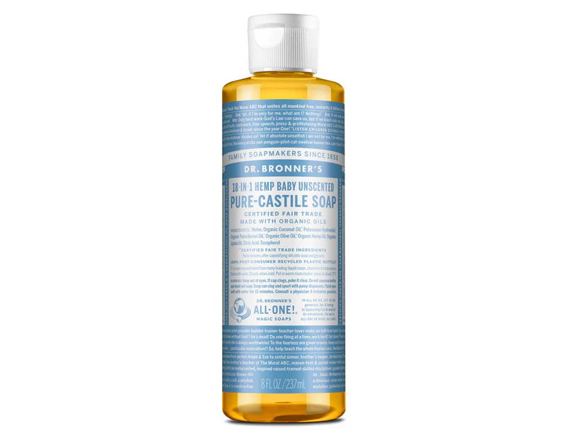 Dr Bronner's Pure-Castile Liquid Soap Baby Unscented 237mL