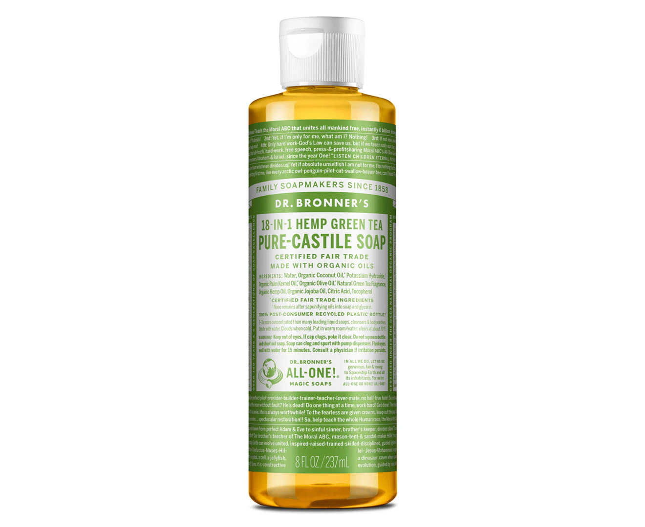 Dr Bronner's Pure-Castile Liquid Soap Green Tea 237mL