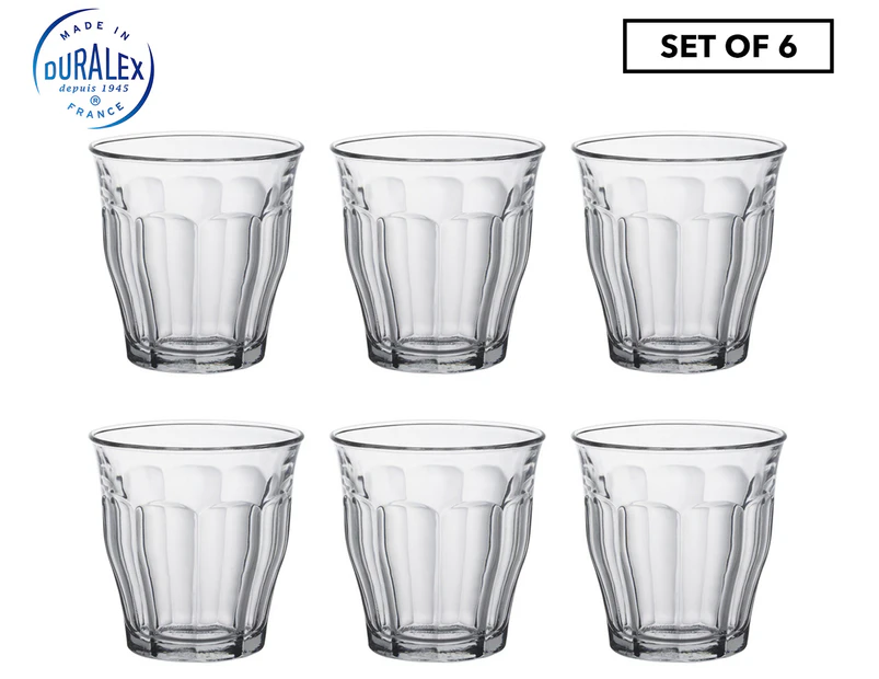 Set of 6 Duralex 250mL Picardie Tumbler Glasses