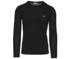 Lacoste Men's Basic Crew Neck Pima Long Sleeve Tee / T-Shirt / Tshirt - Black