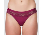 Lily Loves Micro and Lace G-String Briefs - Burgundy - Red