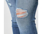 Target DENIM Sophie Skinny High Rise Ankle Length Jeans - Mid Wash Distressed - Blue