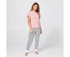 Short Sleeve and Long Leg Pyjama Set - Pink Spotted Sunrise Sunset - Pink