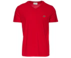 Lacoste Men's Basic Pima V-Neck Tee / T-Shirt / Tshirt - Red