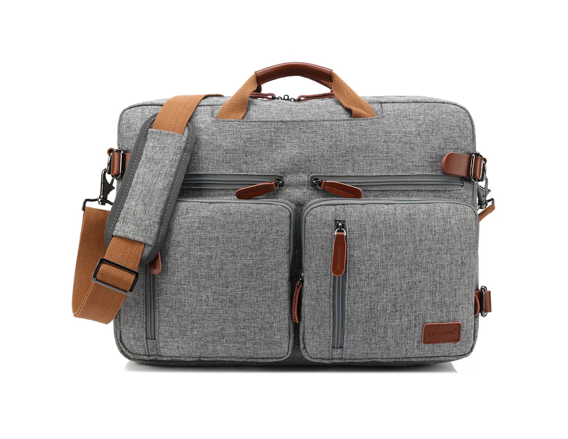 CoolBELL Convertible Backpack Messenger Bag Fits 17.3 Inch Laptop-Grey