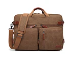 CoolBELL Convertible Backpack Messenger Bag Fits 17.3 Inch Laptop-Canvas Brown