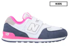 New Balance Girls' 574 Sneakers - White/Grey/Pink