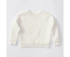 Target Quilted Long Sleeve Pullover Top - White - White