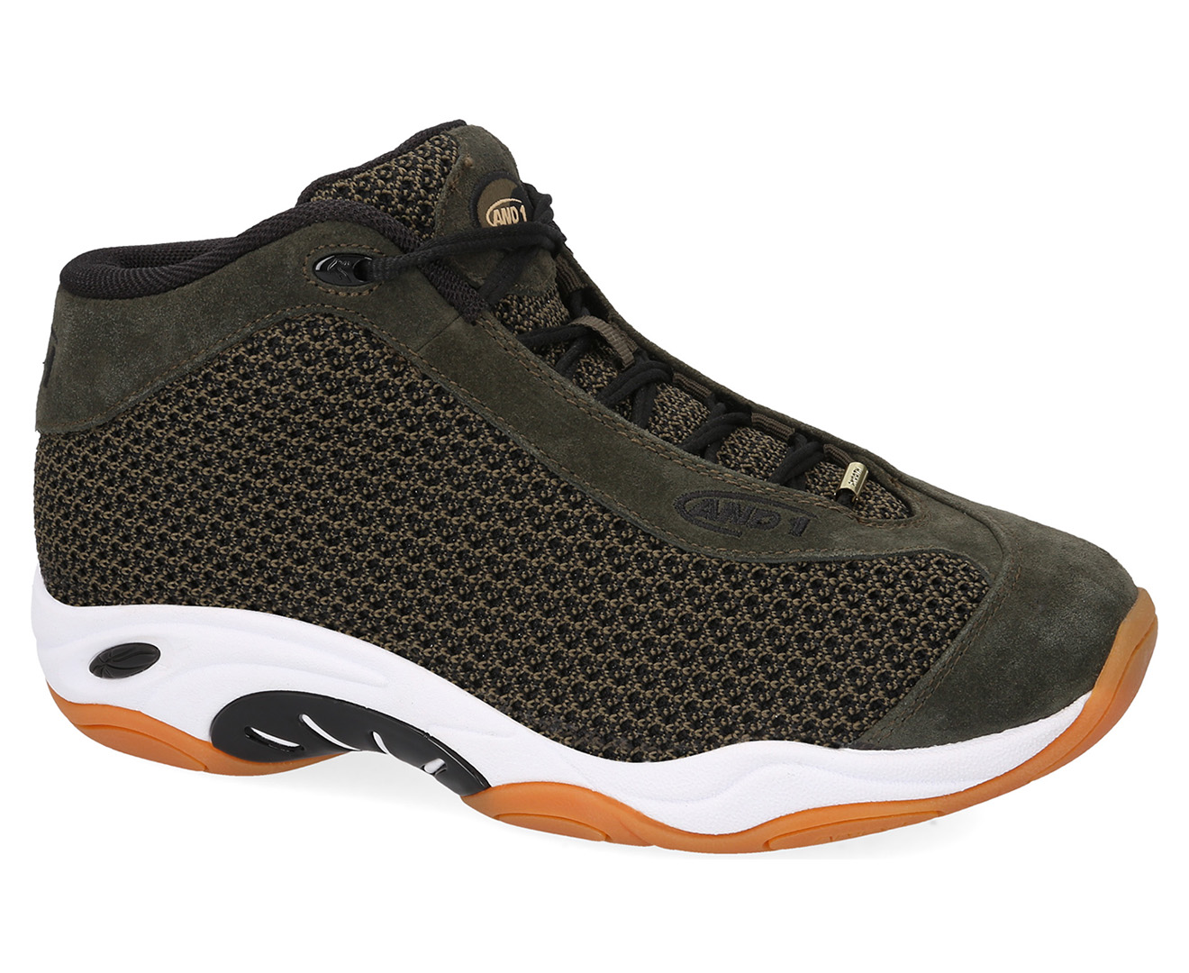 AND1 Men's Tai Chi Basketball Shoes - Olive/Black/Gum | Catch.com.au