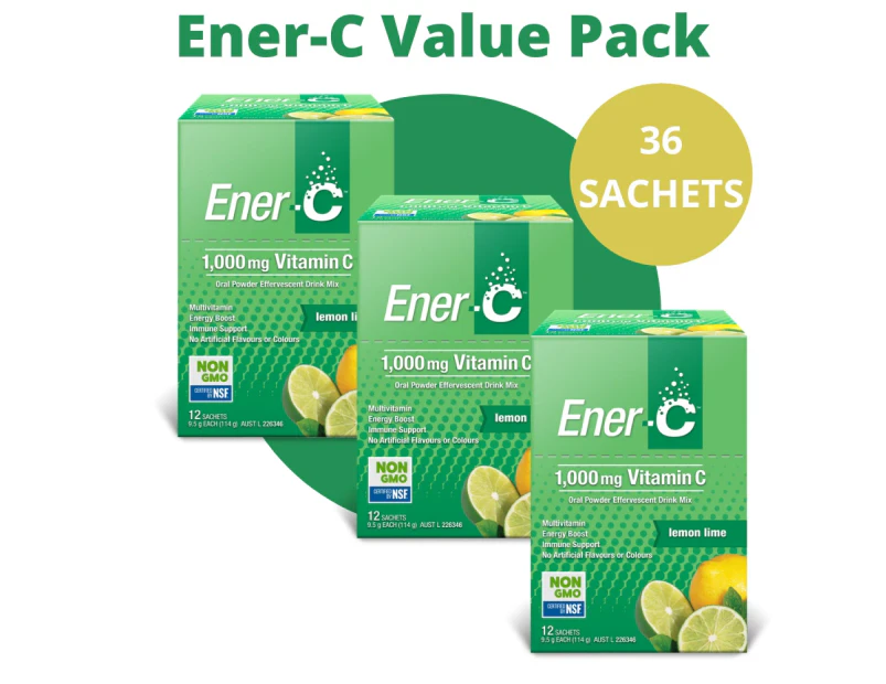 Ener-C Lemon Lime 36 Sachets VALUE PACK - 1000mg Vitamin C Per Sachet