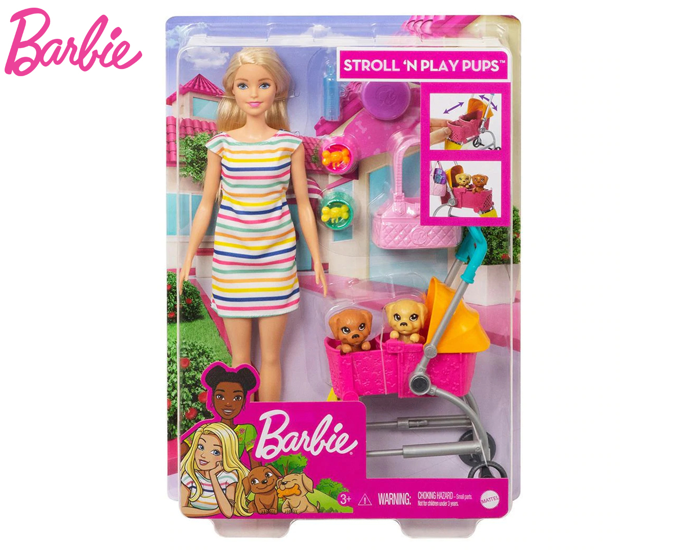 Barbie Stroll ‘n Play Pups Doll and Accessories Playset | Catch.co.nz