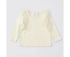 Target Baby Broderie Frill Shoulder Long Sleeve Top - Vanilla - Neutral
