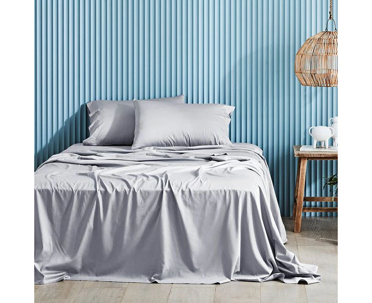 Canningvale Luxury Lustro Bamboo Bedding Home Bed Sheet Set Perla Silver