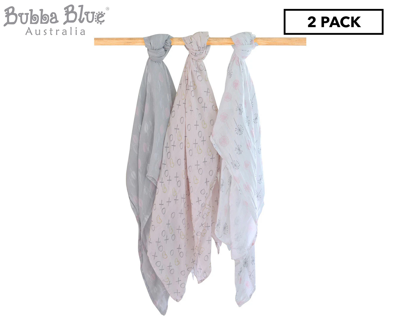 Bubba Blue Bamboo Muslin Swaddle Wraps 3-Pack - Pink Bloom