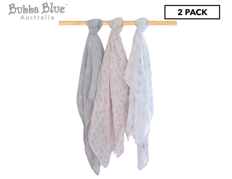 Bubba Blue Bamboo Muslin Swaddle Wraps 3-Pack - Pink Bloom