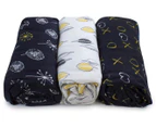 Bubba Blue Bamboo Muslin Swaddle Wraps 3-Pack - Night Sky