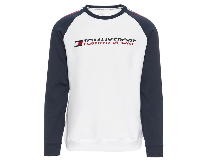 Tommy Hilfiger Sport Men's Fleece Tape Crew Sweatshirt - PVH White