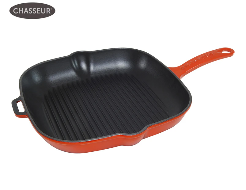 Chasseur 25cm Square Grill Pan - Inferno Red