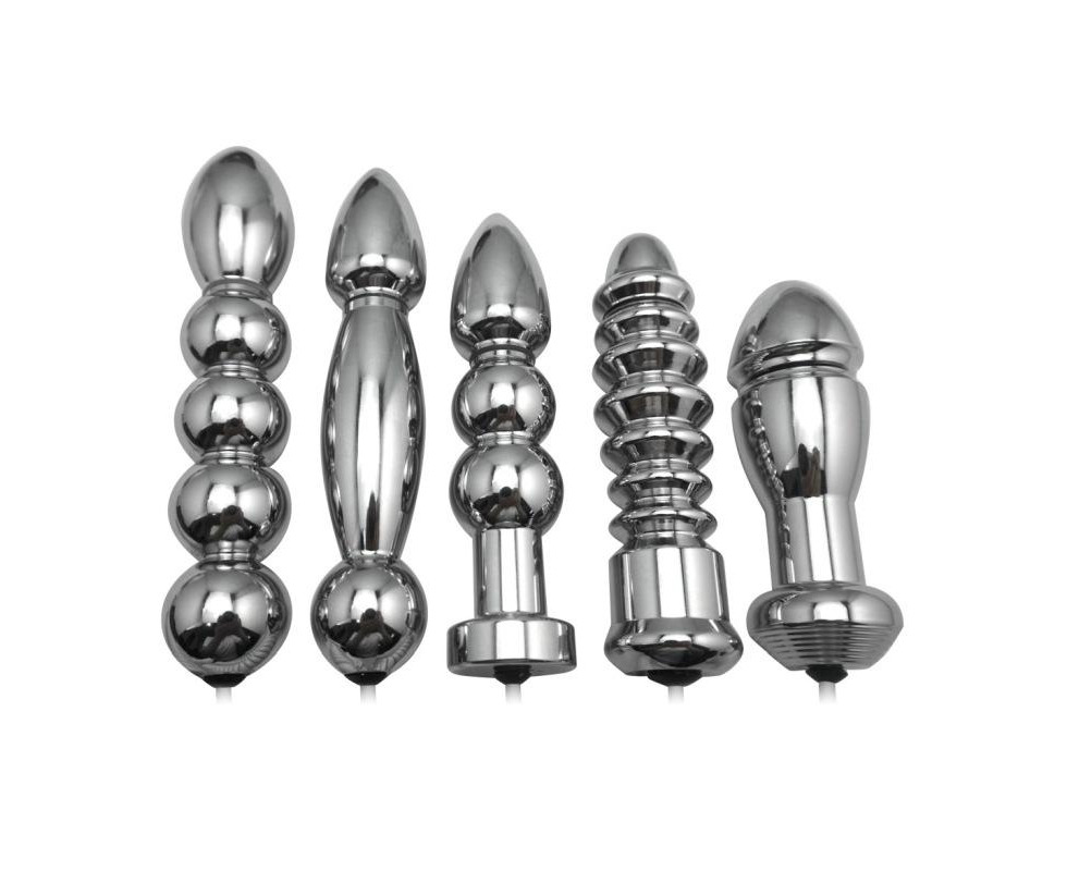 Electric Shock Butt Plug Electro Play Stainless Steel Anal Beads Bdsm