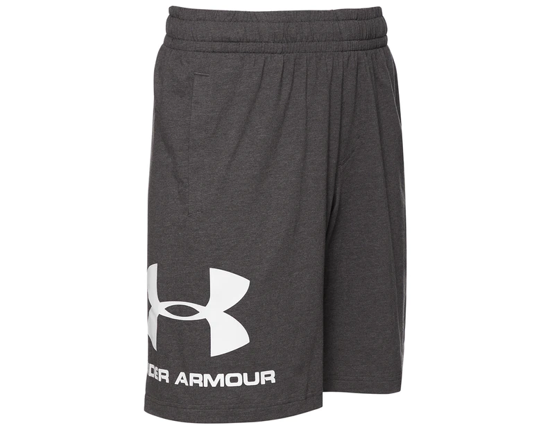 Under Armour Men's Sportstyle Cotton Rich Graphic Shorts - Charcoal Medium Heather/White