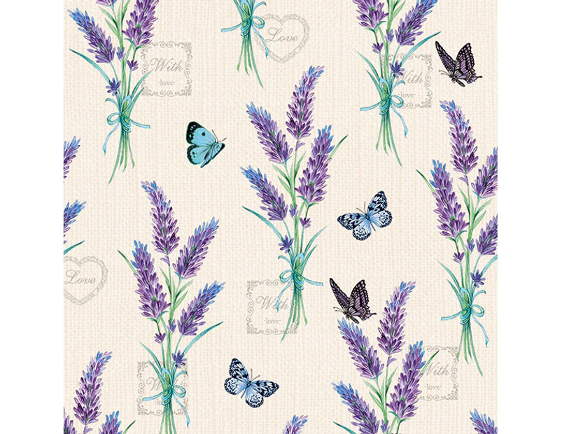 Ambiente 3 Ply Paper Napkins Lavender With Love Cream