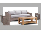 Retreat 3+2+1 Seater Lounge Setting With Coffee Table - Outdoor Wicker Lounges - Straw wicker with Olefin Grey