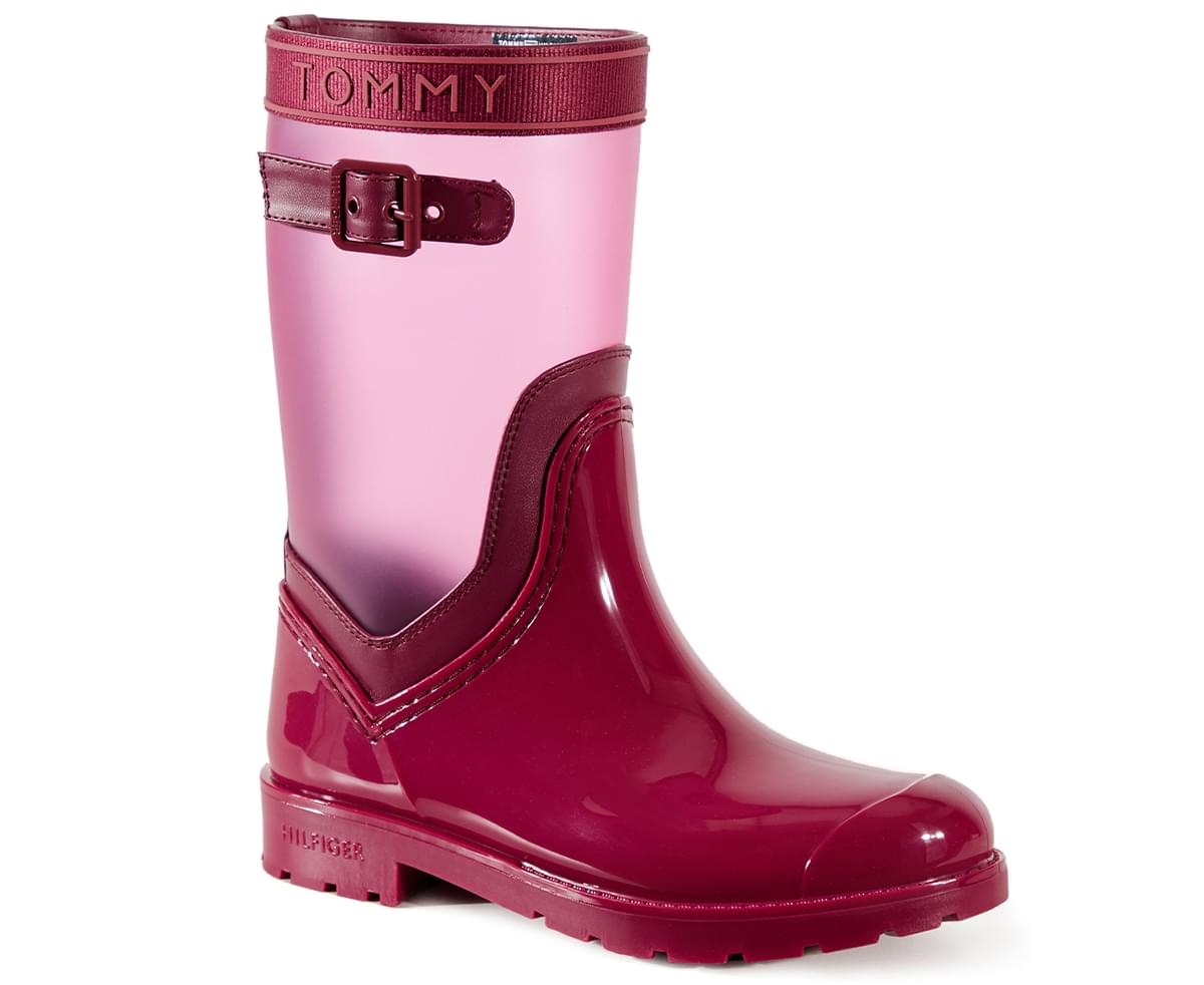 tommy hilfiger rain boots red