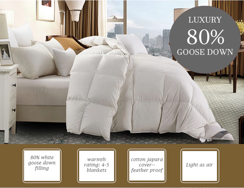 80% Luxury Goose Down& Feather Winter Weight Quilt - Single (140cmx210cm)