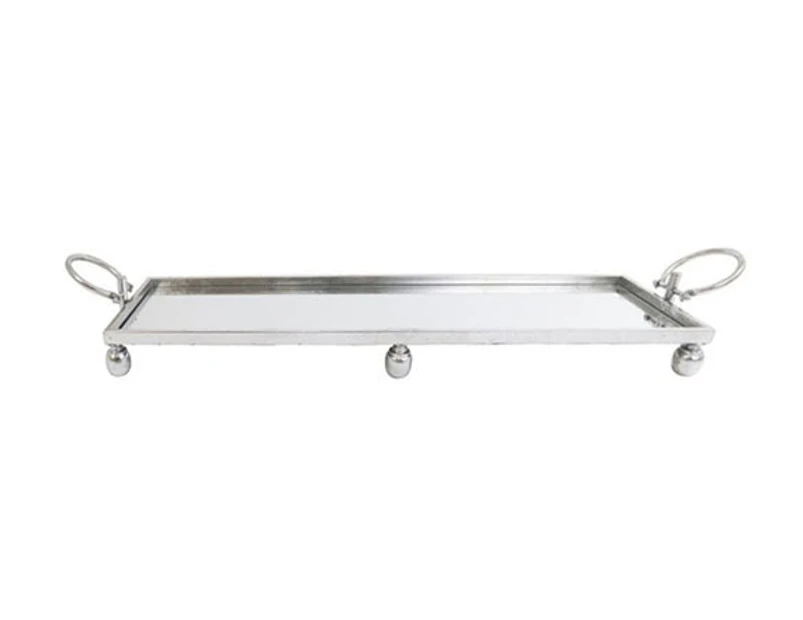 Windsor Large Iron Silver Mirror Tray with Ring Handles