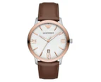 Emporio Armani Men's 44mm Giovanni Leather Watch - Brown/White
