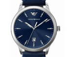 Emporio Armani Men's 43mm Ruggero Leather Watch & Cuff Links Set - Blue