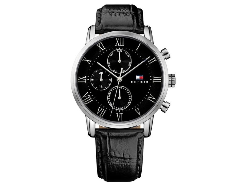Tommy Hilfiger Men's 44mm 1791401 Leather Watch - Black