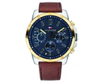 Tommy Hilfiger Men's 48mm 1791561 Leather Watch - Brown/Blue