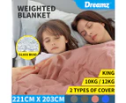 DreamZ Weighted Blanket Heavy Gravity Deep Relax Adults Cotton Cover 10/12 KG - Grey