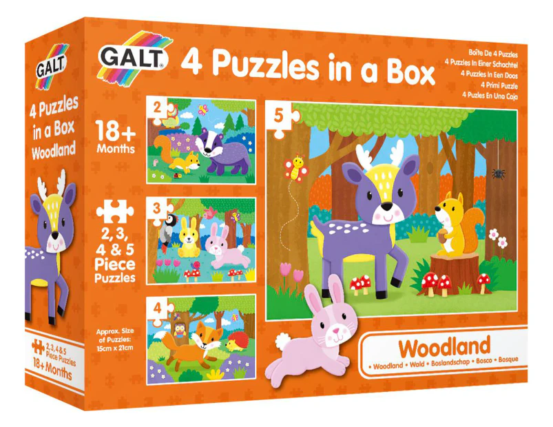 Galt 72-Piece Woodland 4 Puzzles in a Box